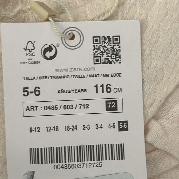 ZARA Kids | Ecru | RUFFLED TEXTURED OVERSIZED BLOUSE - Picture 6 of 7